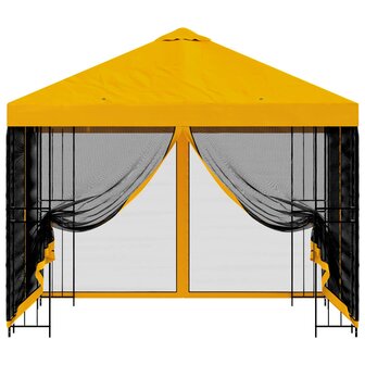 Tuin Gazebo met Zijwanden 3 x 3 m Geel Polyester en staal 5