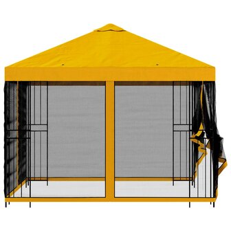 Tuin Gazebo met Zijwanden 3 x 3 m Geel Polyester en staal 6