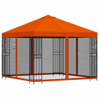 Tuin Gazebo met Zijwanden 3 x 3 m Oranje Polyester en staal 3