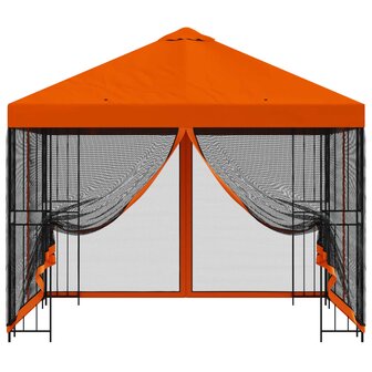 Tuin Gazebo met Zijwanden 3 x 3 m Oranje Polyester en staal 5