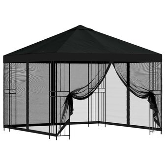 Tuin Gazebo met Zijwanden 3 x 3 m Zwart Polyester en staal 2