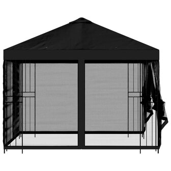 Tuin Gazebo met Zijwanden 3 x 3 m Zwart Polyester en staal 6