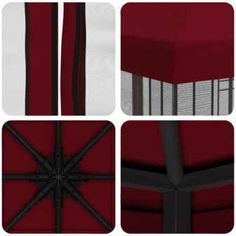 Tuin Gazebo met Zijwanden 3 x 3 m Bordeauxrood 7