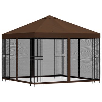 Tuin Gazebo met Zijwanden 3 x 3 m Bruin Polyester en staal 3