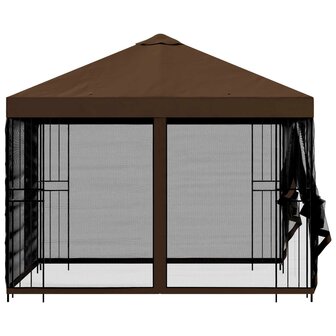 Tuin Gazebo met Zijwanden 3 x 3 m Bruin Polyester en staal 6