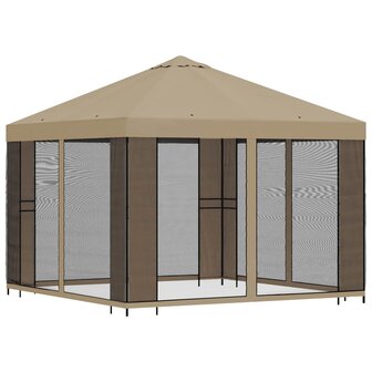 Tuin Gazebo met Zijwanden 3 x 3 m Beige Polyester en staal 3