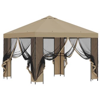 Tuin Gazebo met Zijwanden 3 x 3 m Beige Polyester en staal 4