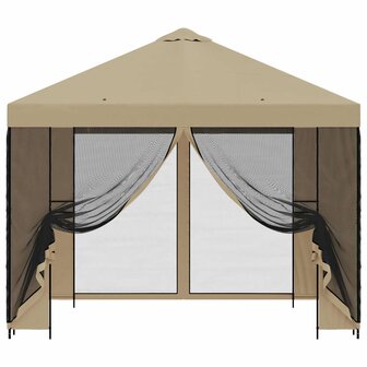 Tuin Gazebo met Zijwanden 3 x 3 m Beige Polyester en staal 5