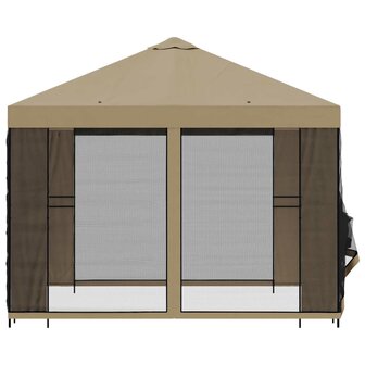 Tuin Gazebo met Zijwanden 3 x 3 m Beige Polyester en staal 6