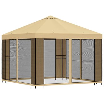 Tuin Gazebo met Zijwanden 3 x 3 m Cr&egrave;mekleurig 3