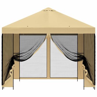 Tuin Gazebo met Zijwanden 3 x 3 m Cr&egrave;mekleurig 5