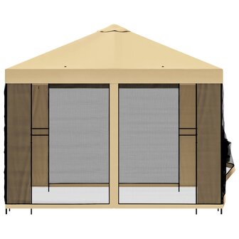 Tuin Gazebo met Zijwanden 3 x 3 m Cr&egrave;mekleurig 6