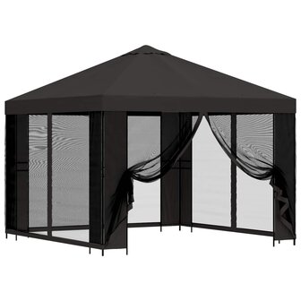 Tuin Gazebo met Zijwanden 3 x 3 m Antracietkleurig 2