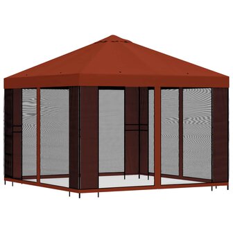 Tuin Gazebo met Zijwanden 3 x 3 m Terracotta Polyester en staal 3