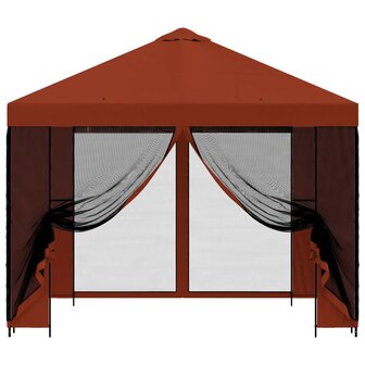 Tuin Gazebo met Zijwanden 3 x 3 m Terracotta Polyester en staal 5