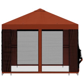 Tuin Gazebo met Zijwanden 3 x 3 m Terracotta Polyester en staal 6