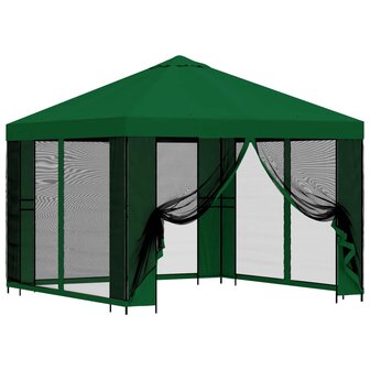 Tuin Gazebo met Zijwanden 3 x 3 m Groen Polyester en staal 2