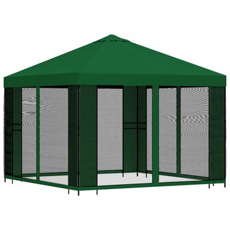Tuin Gazebo met Zijwanden 3 x 3 m Groen Polyester en staal 3