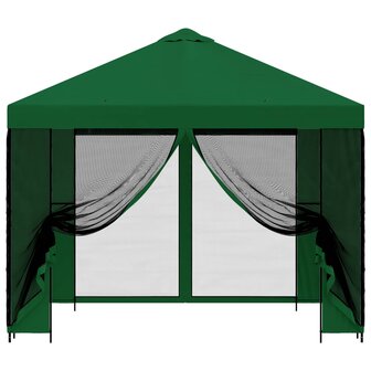 Tuin Gazebo met Zijwanden 3 x 3 m Groen Polyester en staal 5