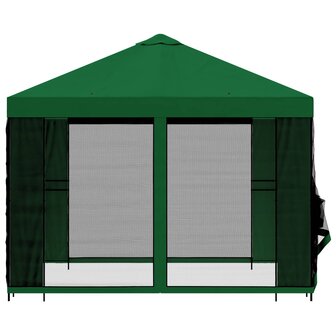 Tuin Gazebo met Zijwanden 3 x 3 m Groen Polyester en staal 6