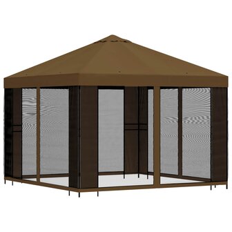 Tuin Gazebo met Zijwanden 3 x 3 m Taupe Polyester en staal 3