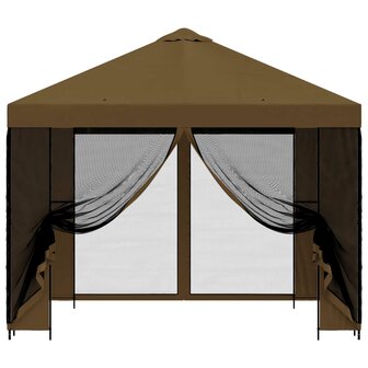Tuin Gazebo met Zijwanden 3 x 3 m Taupe Polyester en staal 5