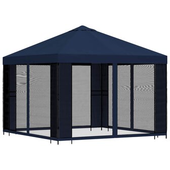 Tuin Gazebo met Zijwanden 3 x 3 m Blauw Polyester en staal 3