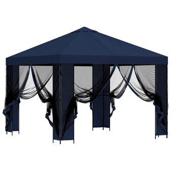 Tuin Gazebo met Zijwanden 3 x 3 m Blauw Polyester en staal 4