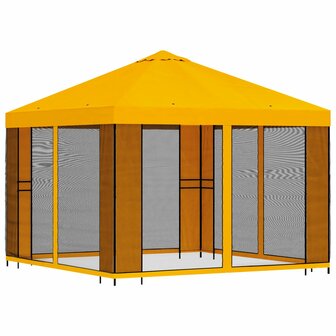 Tuin Gazebo met Zijwanden 3 x 3 m Geel Polyester en staal 3