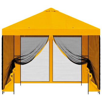 Tuin Gazebo met Zijwanden 3 x 3 m Geel Polyester en staal 5