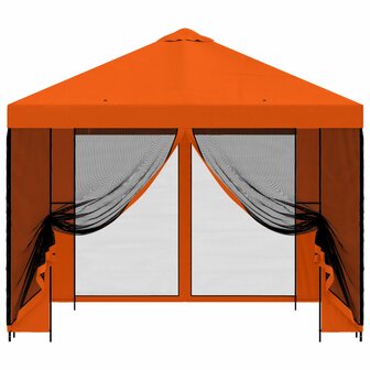 Tuin Gazebo met Zijwanden 3 x 3 m Oranje Polyester en staal 5
