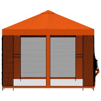 Tuin Gazebo met Zijwanden 3 x 3 m Oranje Polyester en staal 6