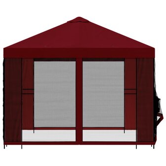 Tuin Gazebo met Zijwanden 3 x 3 m Bordeauxrood 6