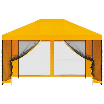Tuin Gazebo met Zijwanden 4 &times; 3 m Geel Polyester en staal 5