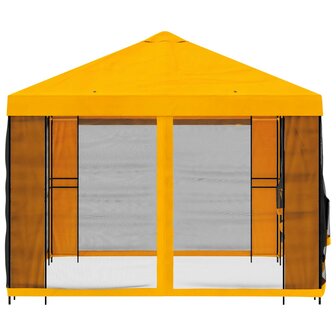 Tuin Gazebo met Zijwanden 4 &times; 3 m Geel Polyester en staal 6