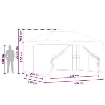 Tuin Gazebo met Zijwanden 4 &times; 3 m Geel Polyester en staal 9