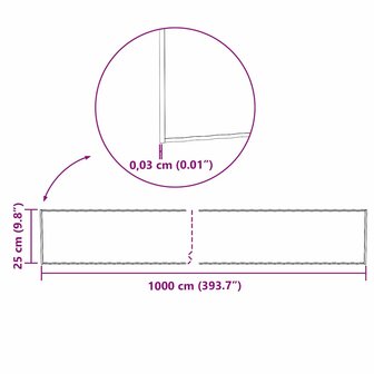 Grasrand 1000 x 25 x 0,03 cm Gegalvaniseerd staal zilver 9