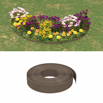 Tuinkanten 25 m 10 cm PE Bruin 1