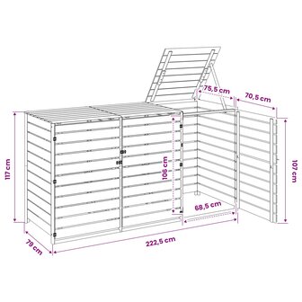 Containerombouw voor 3 Afvalbakken 240 L Ge&iuml;mpregneerd grenenhout 8