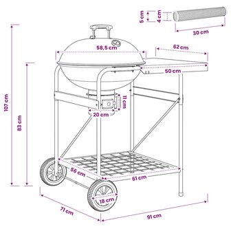 Houtskoolgrill met Rookbuizen 91 x 71 x 107 cm Staal Zwart 9