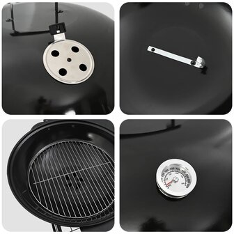 Houtskoolgrill met Rookbuizen 91 x 71 x 107 cm Staal Zwart 6