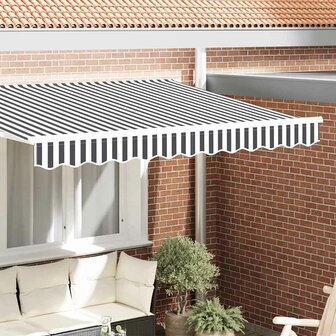 Luifeldoek volant Antraciet en Wit 230 x 20 cm 1