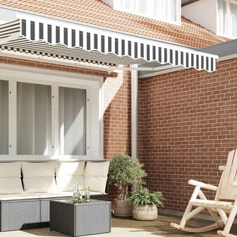 Luifeldoek volant Antraciet en Wit 230 x 20 cm 3