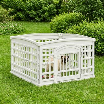 4 Paneel Hond Hondenren 88 x 88 x 56 cm Kunststof Wit 4