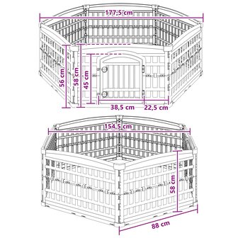 6 Panelen Hondenren 177,5 x 154,5 x 58 cm Kunststof Wit 9