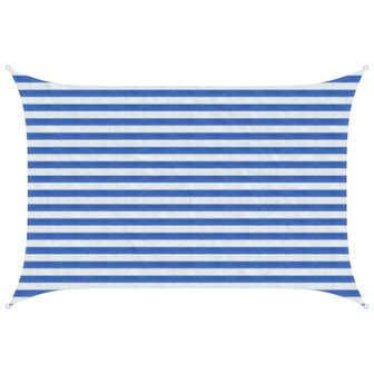 Schaduwdoek 2 x 2,5 m HDPE Rechthoekig Blauw en Wit 1