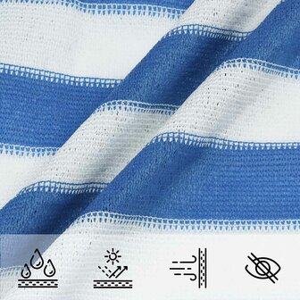 Schaduwdoek 3,5 x 3,5 x 4,9 m HDPE Driehoekig Blauw en Wit 4