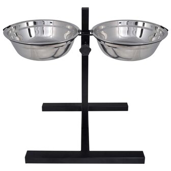 Voerstand en kom met hondenvoer Zilver en Zwart 57,5 x 26 cm 4