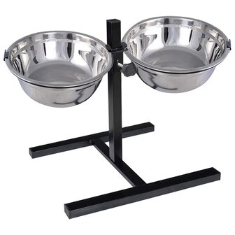 Voerstand en kom met hondenvoer Zilver en Zwart 50 x 29 cm 2