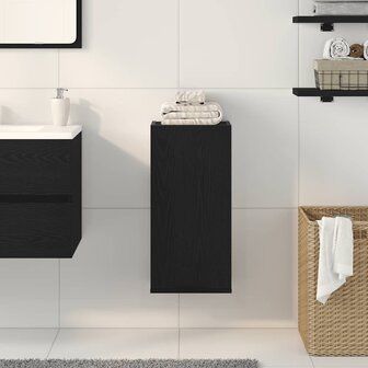 Wandkast zwart eiken 32x20x67 cm bewerkt hout 3